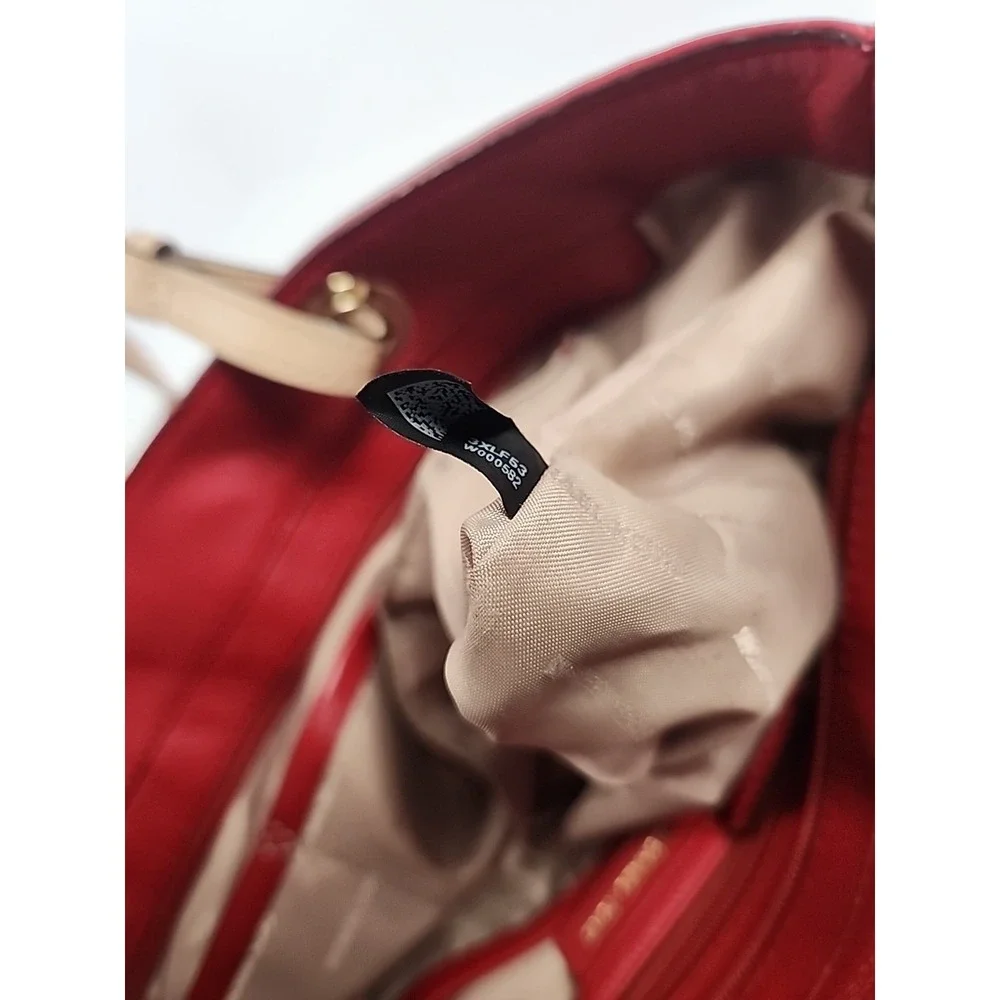 Michael Kors Bedford Large Pocket Tote Bag Flame Red Pebbled Leather 30H4GBFT6L